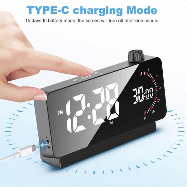 Väckarklocka med Timer: Digital Bordsklocka Batteridriven Svart