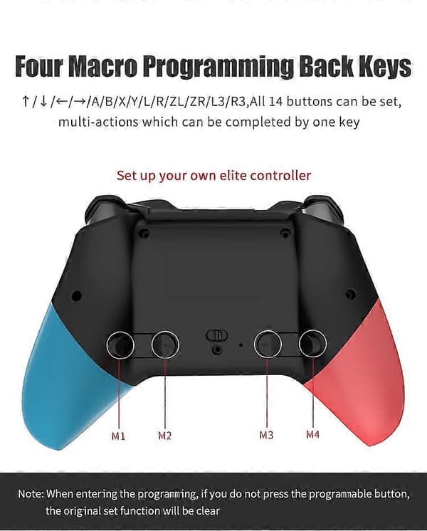 Trådlös Switch-handkontroll Kompatibel med PC/iOS/Android/Lite/OLED, Programmerbara bakre knappar, Layout av ABXY kan ändras (Gul)