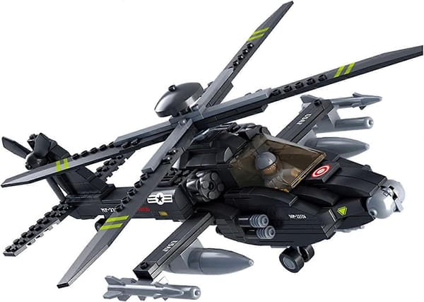 Militärklossar Armé Tegelsten Leksak - Ah-64 Apache Helikopter