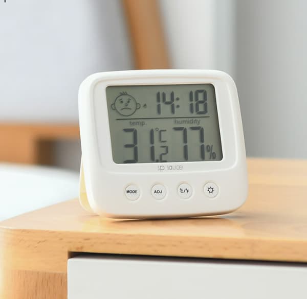 Högprecisions elektronisk hygrometer för väggmontering med tid och datum