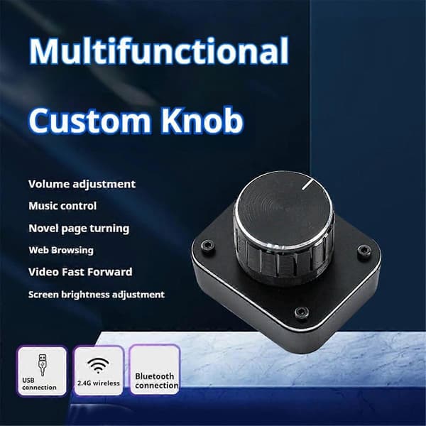 3-läges USB/2.4G/Bluetooth Volymkontroll med Enkel Knapp Svart