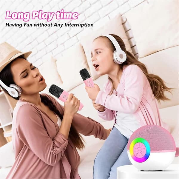 Mini Karaoke Maskin med 2 Mikrofoner, Bluetooth Mikrofon Leksaker, C