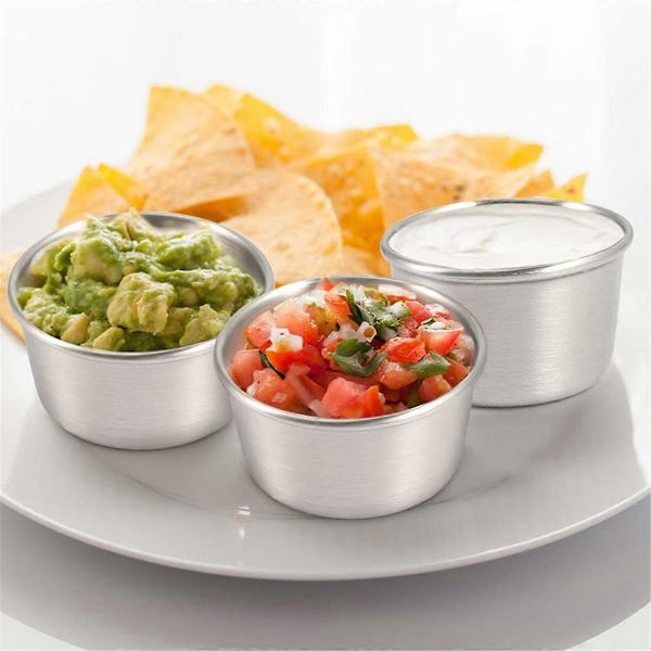 Ramekin Sås Dippskål Mini Såskoppar (Silver 12ST 70ml)