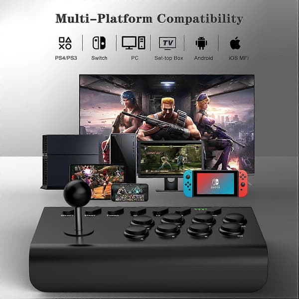 Joystick Kontroller 3-läges Anslutning för PS4/PS3/Xbox One/Switch (Ren Svart)