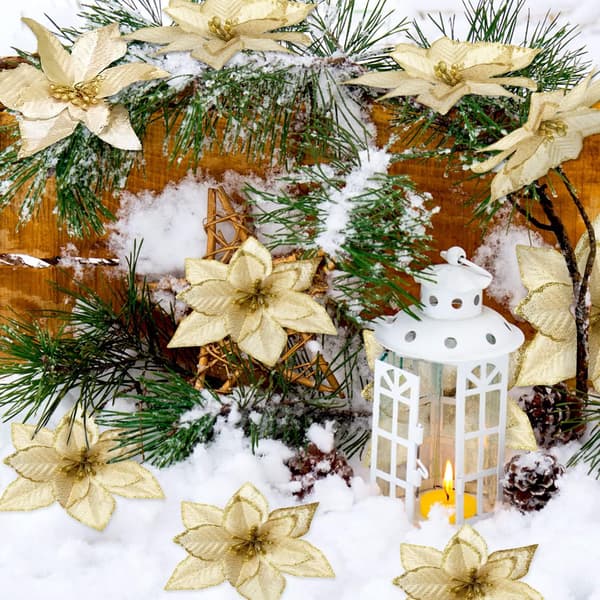 24 Julglitter Julstjärneblommor, Konstgjorda C