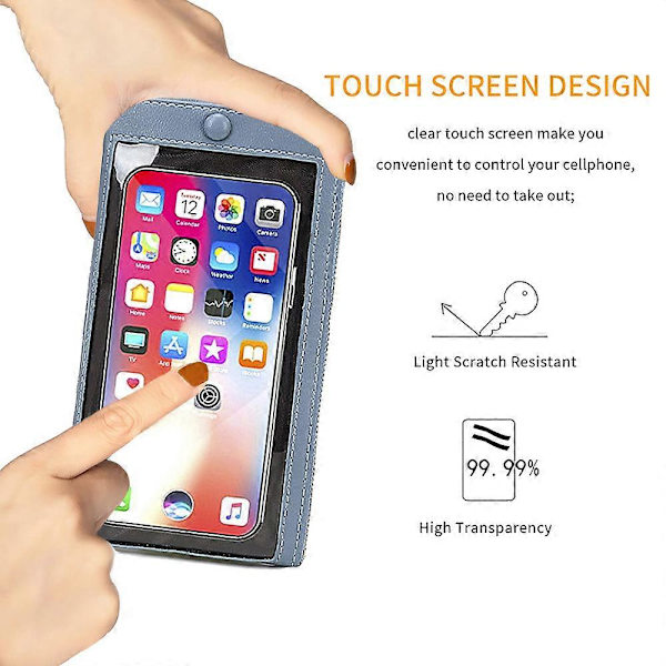 Telefonväska Touch Screen Axelväska Plånbok - Ljusblå