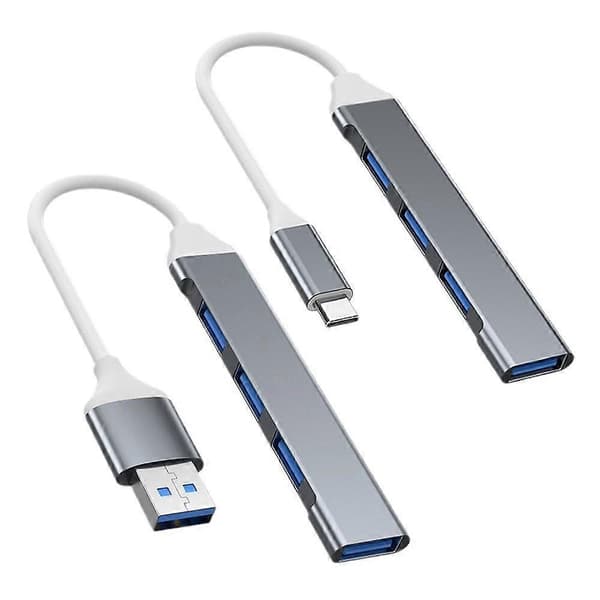 HUB-omvandlare med 1 USB3.0- och 3 USB2.0-portar för Windows Linux (Grå USB)