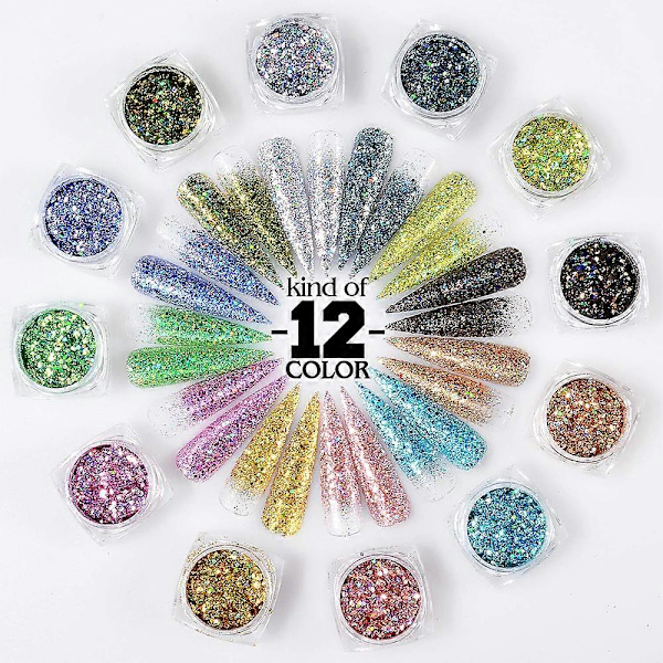 12 st Glitterpulver Glitter