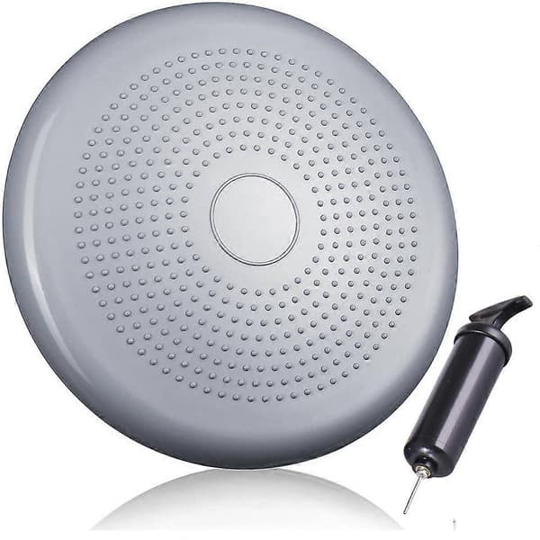 Boll Sittdyna Inkl. Pump 33cm Diameter - Balansdyna, Sittbollsdyna, Luftkudde, Balansplatta - Silvergrå luftpump bollnål