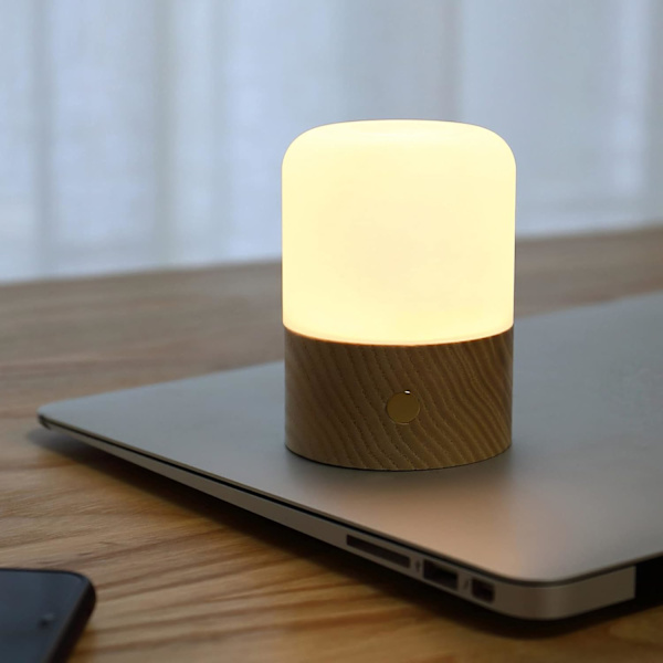 LED Aromaterapi Lampa Eterisk Olja Diffuser Trä Justerbar