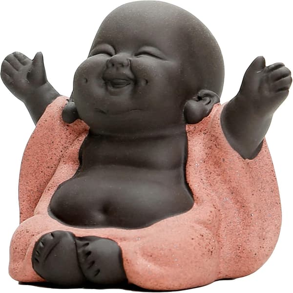 Söt buddha- och munkstaty, söt liten buddha, munkbuddhahelgon