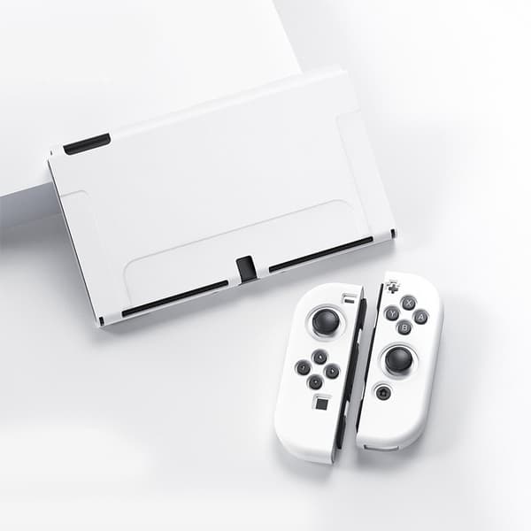 Nintendo Switch OLED spelkonsol + mjukt skyddsfodral för spelkontroll, vit