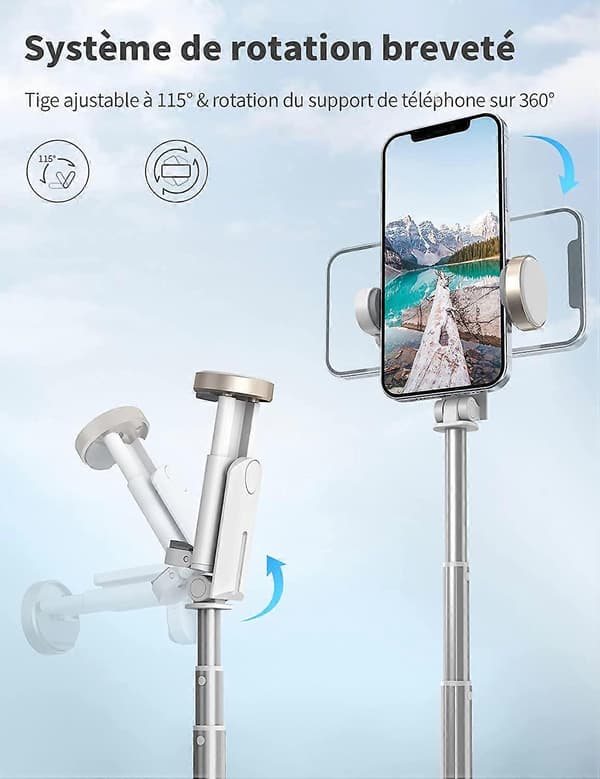 Vit Förstärkt Selfiestick, Selfiestick Stativ Teleskopisk Justerbar Monopod Uppgraderad Aluminiumlegering för iPhone och Android