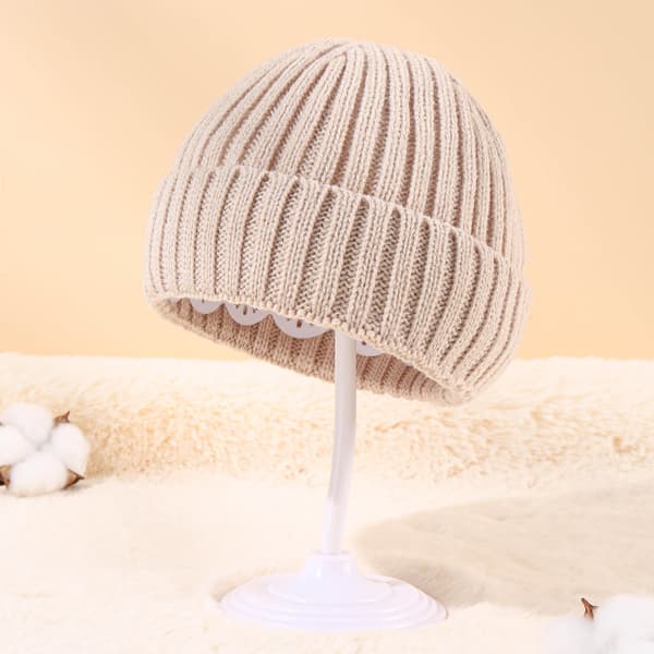 Khakifärgad mössa stickad hatt vuxen varm hatt