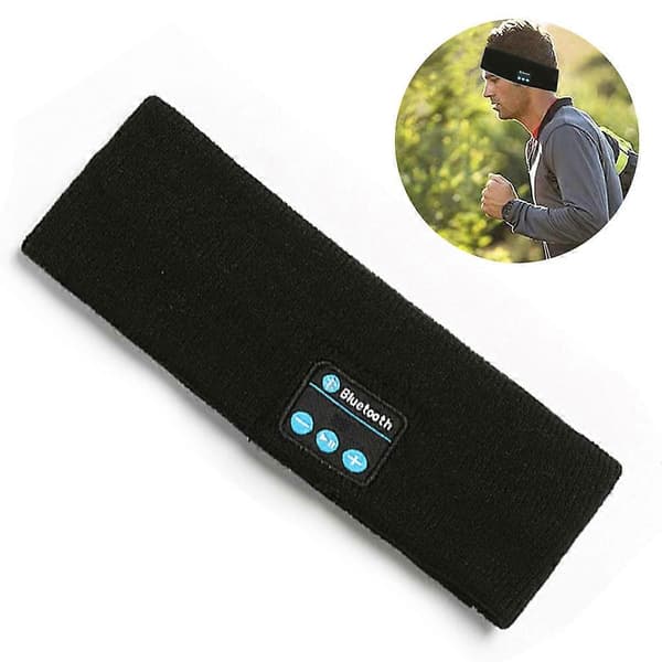 Bluetooth Pannband|Trådlöst Bluetooth Stickad Sport Pannband - Svart
