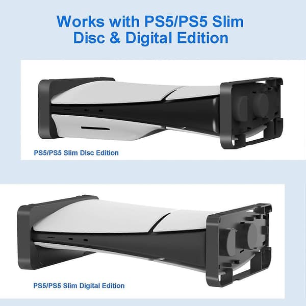 Horisontellt Vertikalt Ställ för PS5 Slim Disc&Digital Edition Konsol (Vit)