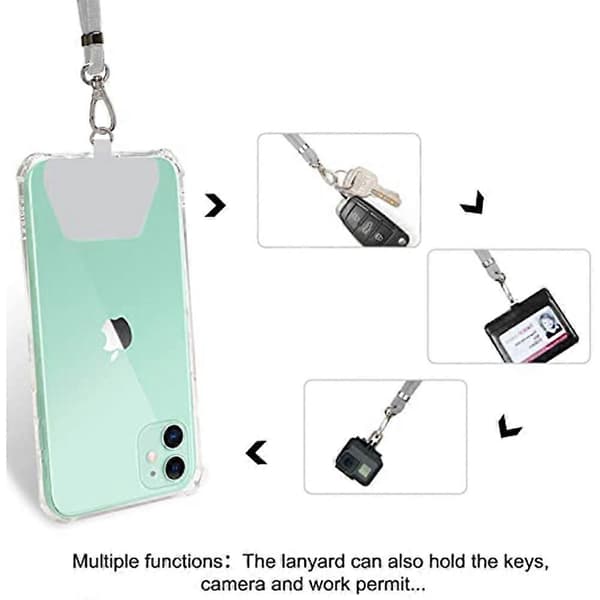 Mobiltelefonremmar|Sj-002 Telefonfodral Patch Nylon Lanyard - Grå + 2 Transparenta Distanser