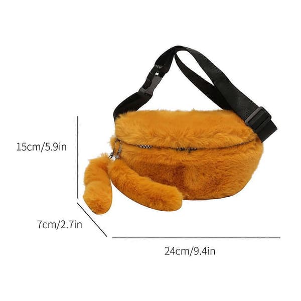 Dam Midjeväska Mångsidig Fluffig Crossbody Väska Höst Vinter Handväska (Gul)