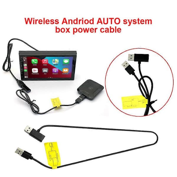 12V AI Box Strömkabel Höghastighets Trådlös CarPlay Android Auto Biladapterkabel