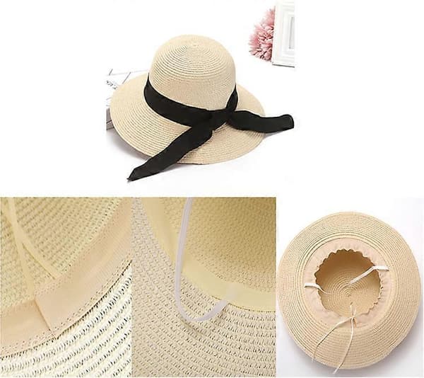 Solstråhatt för damer Strand Uv Upf50 Rese Vikbar Brätte Sommar Uv Hatt