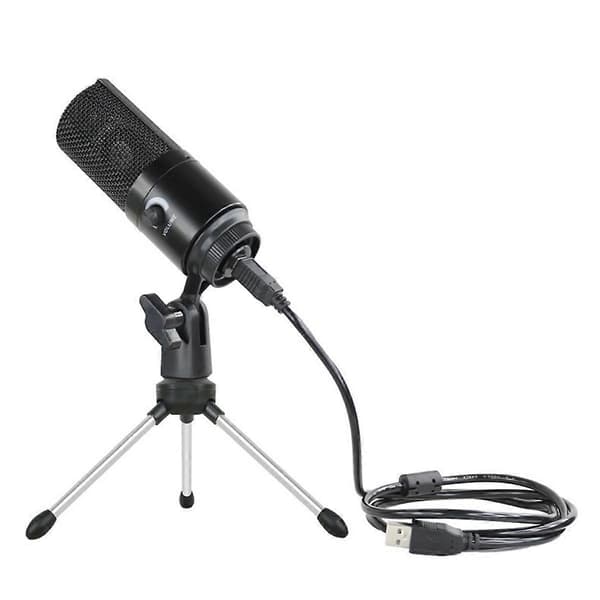 USB Kondensatormikrofon med Mini Stativ och Förstärkningsratt