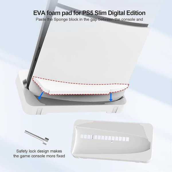 Horisontellt Vertikalt Ställ för PS5 Slim Disc&Digital Edition Konsol (Vit)