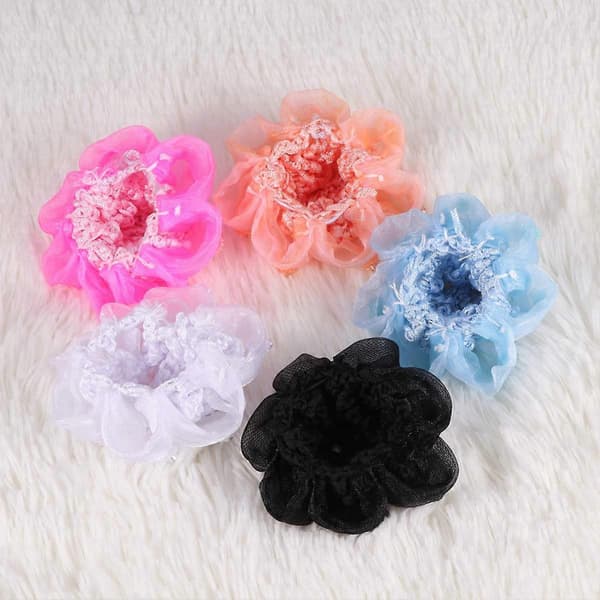 5 st Hårknutskydd Mesh Blomma Balett Knutnät Virkad Elastisk Hår Snodd Nät För Flickor