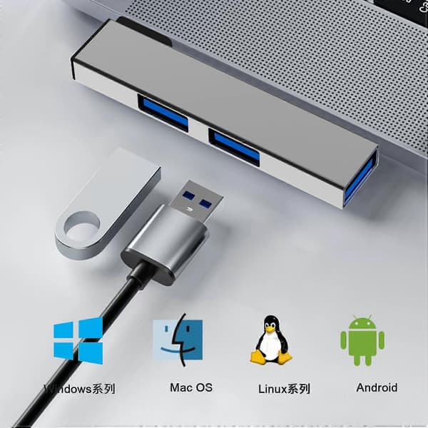 3 i 1 USB HUB Typ C HUB OTG Expansionsdocka för PC Laptop (Grå USB Till 3USB)