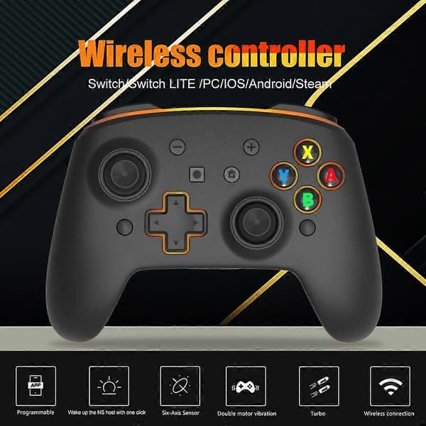 Trådlös Switch-handkontroll Kompatibel med PC/iOS/Android/Lite/OLED, Programmerbara bakre knappar, Justerbar Turbo-funktion/Vibration (Vit)