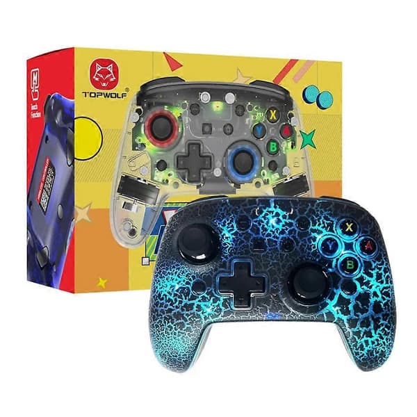Trådlös Switch-handkontroll Kompatibel med PC/iOS/Android/Lite/OLED, Programmerbara bakre knappar, Justerbar Turbo-funktion/Vibration (Spräckt svart)