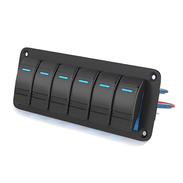 LED Rocker Switch Panel 12V 24V 6 Gang Bilbrytarpanel På AV
