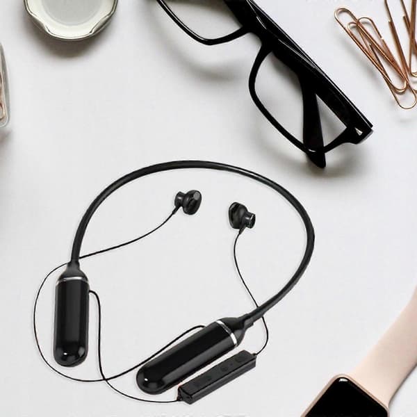 Bluetooth Trådlöst Nackbandsheadset Hörlurar Stereo Vattentätt Dubbelt Svart