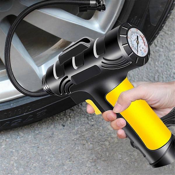 Bärbar däckpump, bilmonterad pump för bildäck