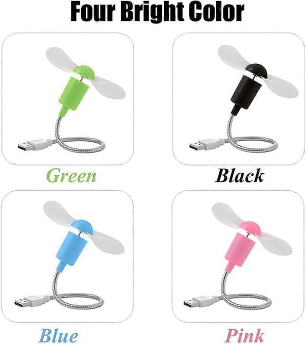 Mini USB Fläkt 4-pack Portabel Flexibel Kylfläkt för Dator Stationär PC