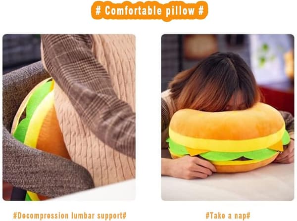 Hamburgerkudde, soffa hamburger ländryggskudde 3D plyschmat