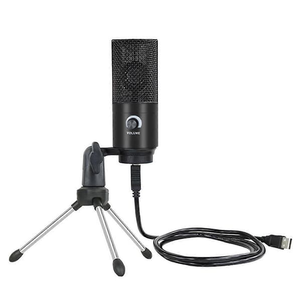 USB Kondensatormikrofon med Mini Stativ och Förstärkningsratt