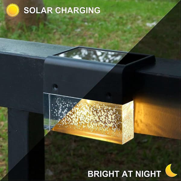 4-pack Solcellsdäckslampor, LED Solcellstrapplampor Utomhus Staket Solcellslampor För Trappor, Terrasser, Räcken, Pooler,