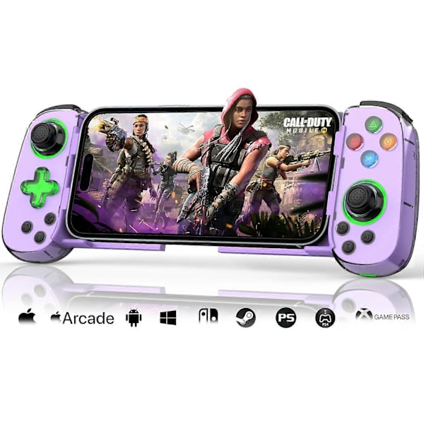 Trådlös spelkontroll för mobiltelefon Android iOS för PS4 Switch (Lila)