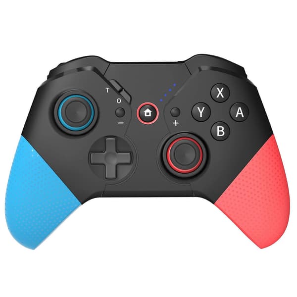 Trådlös Switch-handkontroll Kompatibel med PC/iOS/Android/Lite/OLED, Programmerbara bakre knappar, Layout av ABXY kan ändras (Blå-Röd)