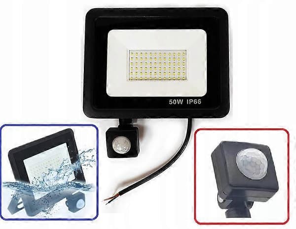 Halogen LED-lampa 50W Rörelsesensor Strålkastare IP66
