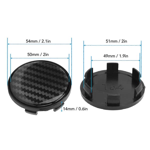 4 st Hjulkapslar Plast Universal Kolfiberstil Centrum Navkapsel Skydd 54mm Ytterdiameter