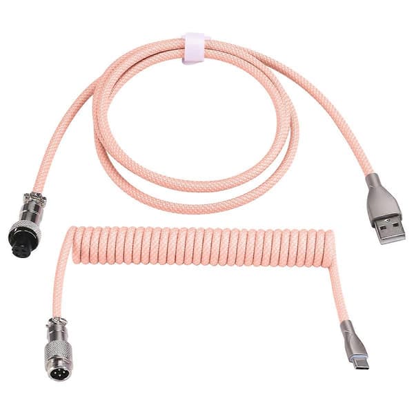 USB C Spiralvriden Tangentbordskabel Flätad Mekanisk Tangentbordskabel E