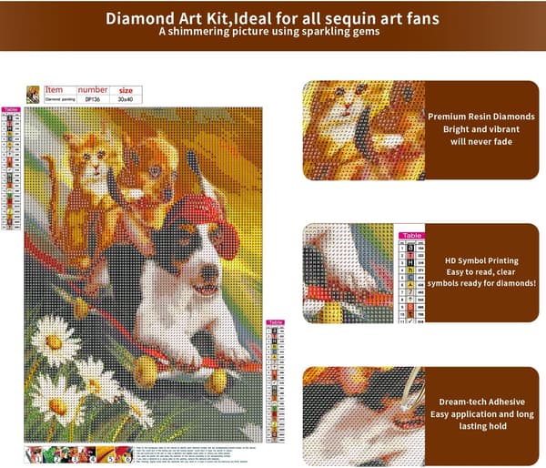 5D DIY Hund och Katt Full Diamond Dot Kit Målningshantverk
