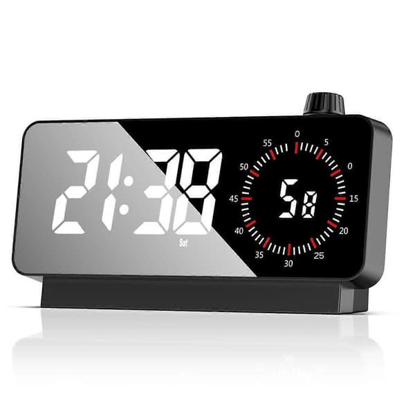 Väckarklocka med Timer: Digital Bordsklocka Batteridriven Svart