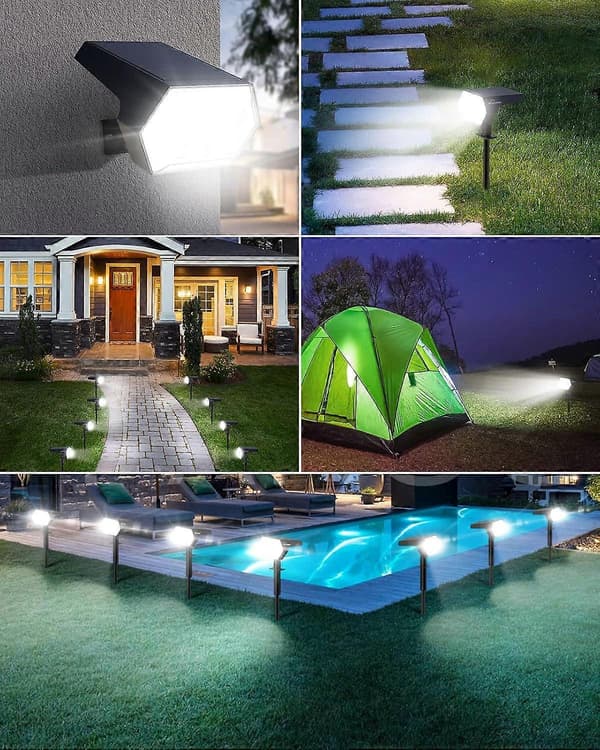 2-pack 108 LED Solarlampa Utomhus, Solcellslampor Vattentät IP65 Utomhus Solcellsstrålkastare 4 Lägen Sensor Solcellsbelysning Utomhus