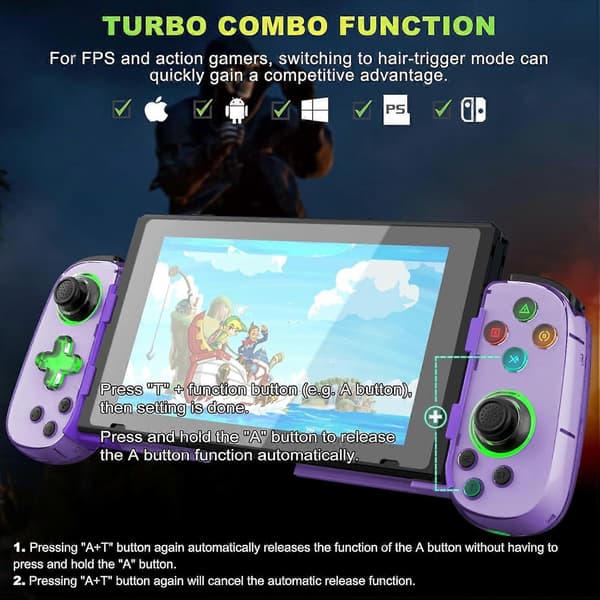 Trådlös spelkontroll för mobiltelefon Android iOS för PS4 Switch (Lila)