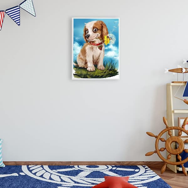 5D DIY Rolig Hund Full Diamant Prickig Set Hem Väggdekor P