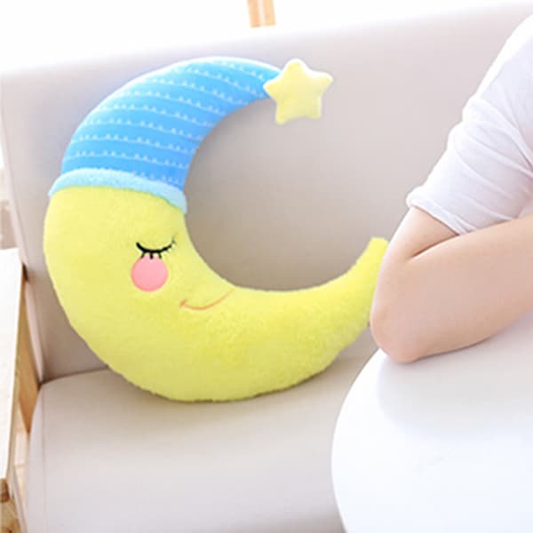 Måne Kudde Gul Månformad Kudde Plysch Leksak Ornament C