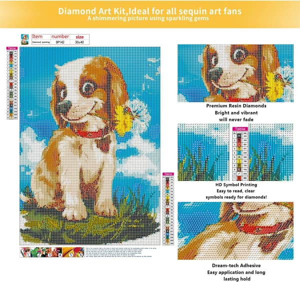 5D DIY Rolig Hund Full Diamant Prickig Set Hem Väggdekor P