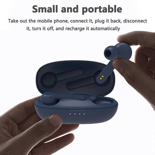 Bluetooth 5.0 True Wireless Hörlurar Med Laddningsfodral - Blå